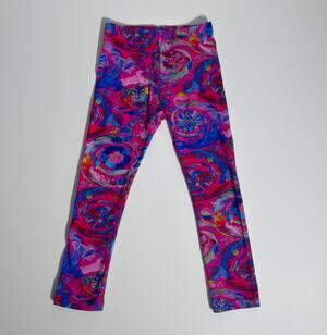 Versace Kids Barocco Magenta Leggings Pink Baroque Floral Luxe Y2K Italy 6A